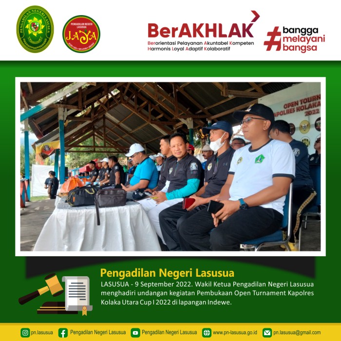 Wakil Ketua Pengadilan Negeri Lasusua menghadiri undangan kegiatan Pembukaan Open Turnament Kapolres Kolaka Utara Cup I 2022 